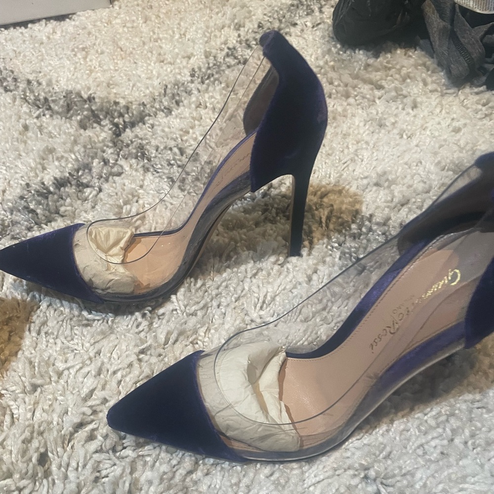 GIANVITO Rossi purple velvet plexi heel - Picture 3 of 7